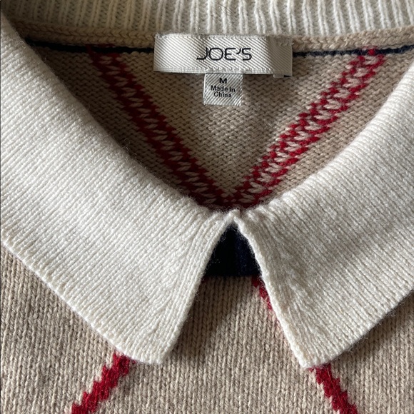 Joe’s Jeans the Jude Collared Sweater in Navy Multi Argyle Medium - Picture 6 of 8